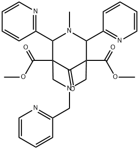 DIMETHYL 2,4-DI(2-PYRIDYL)-3-METHYL-7-(PYRIDIN-2-YLMETHYL)-3,7-DIAZABICYCLO[3.3.1]NONAN-9-ONE-1,5-DICARBOXYLATE, 917110-64-6, 結(jié)構(gòu)式