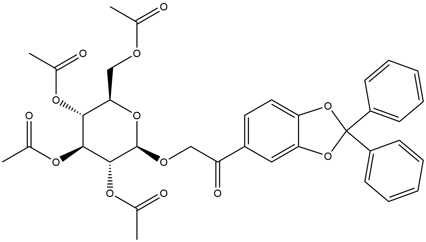 1-(2,2-Diphenyl-1,3-benzodioxol-5-yl)-2-[(2,3,4,6-tetra-O-acetyl-β-D-glucopyranosyl)oxy]ethanone Struktur