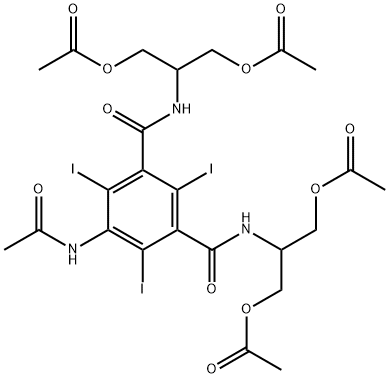 1,3-Benzenedicarboxamide, 5-(acetylamino)-N1,N3-bis[2-(acetyloxy)-1-[(acetyloxy)methyl]ethyl]-2,4,6-triiodo- Struktur