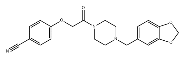 Benzonitrile, 4-[2-[4-(1,3-benzodioxol-5-ylmethyl)-1-piperazinyl]-2-oxoethoxy]- Struktur