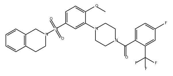 Methanone, [4-[5-[(3,4-dihydro-2(1H)-isoquinolinyl)sulfonyl]-2-methoxyphenyl]-1-piperazinyl][4-fluoro-2-(trifluoromethyl)phenyl]- Struktur