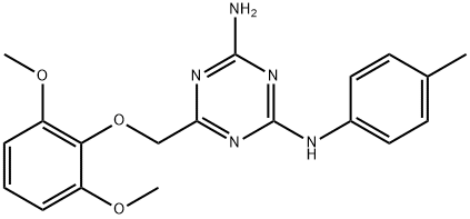 6-[(2,6-dimethoxyphenoxy)methyl]-2-N-(4-methylphenyl)-1,3,5-triazine-2,4-diamine Struktur