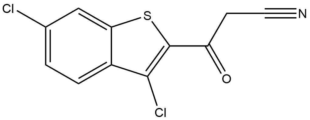 JR-8054, 3-(3,6-Dichlorobenzo[b]thiophen-2-yl)-3-oxopropanenitrile, 97% Struktur