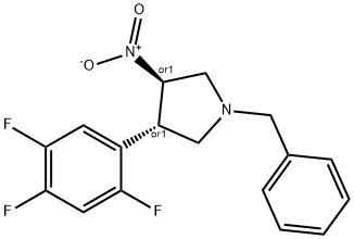 rel-(3R,4S)-3-Nitro-1-(phenylmethyl)-4-(2,4,5-trifluorophenyl)pyrrolidine Struktur