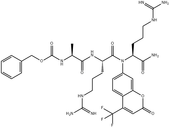 N-benzyloxycarbonylalanyl-arginyl-arginyl-4-trifluoromethyl-7-coumarylamide Struktur