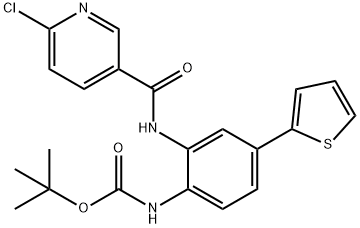 Carbamic acid, N-[2-[[(6-chloro-3-pyridinyl)carbonyl]amino]-4-(2-thienyl)phenyl]-, 1,1-dimethylethyl ester Struktur