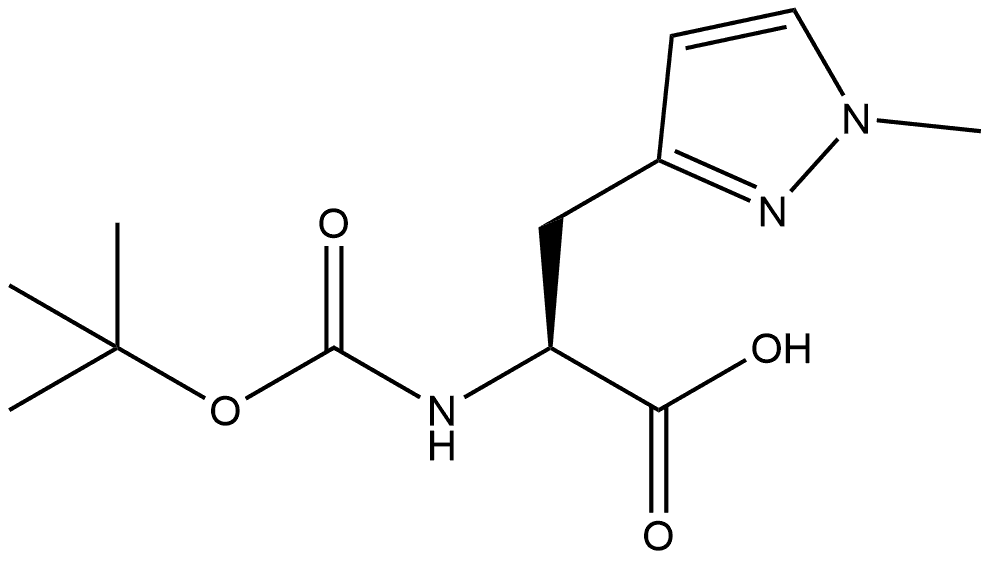 1H-Pyrazole-3-propanoic acid, α-[[(1,1-dimethylethoxy)carbonyl]amino]-1-methyl-, (αS)- Struktur