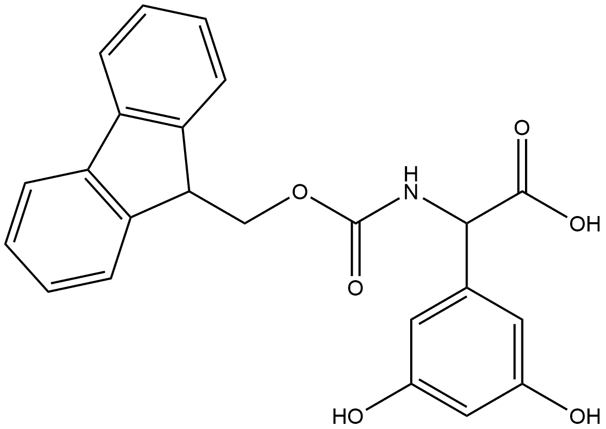 Benzeneacetic acid, α-[[(9H-fluoren-9-ylmethoxy)carbonyl]amino]-3,5-dihydroxy- Struktur