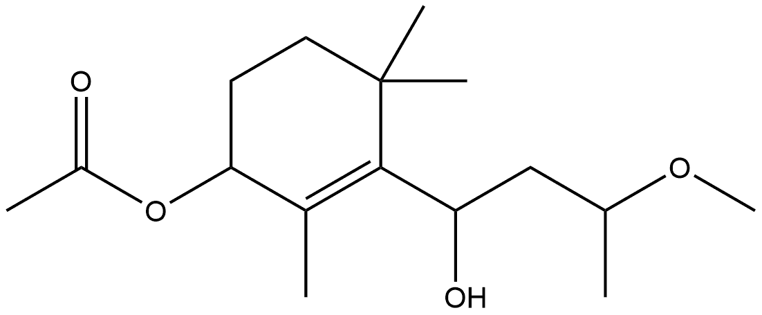 1-Cyclohexene-1-methanol, 3-(acetyloxy)-α-(2-methoxypropyl)-2,6,6-trimethyl- Struktur