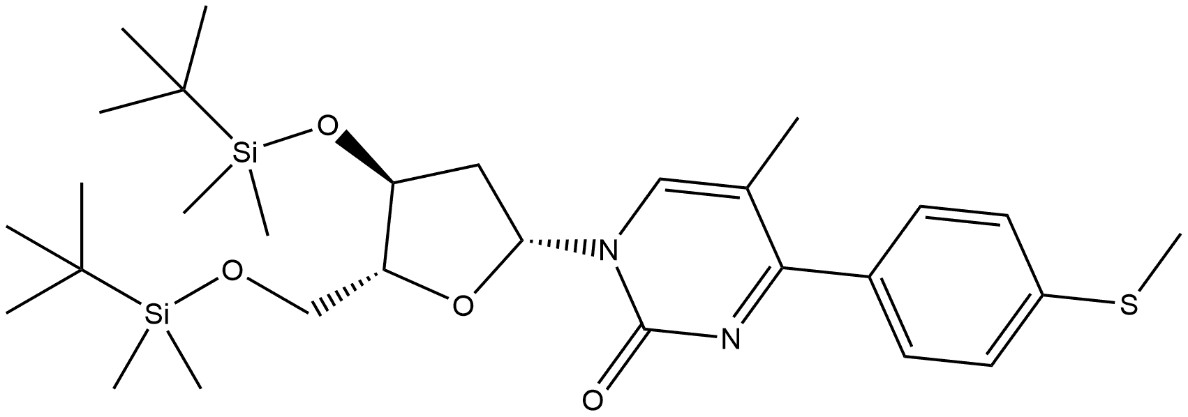 2(1H)-Pyrimidinone, 1-[2-deoxy-3,5-bis-O-[(1,1-dimethylethyl)dimethylsilyl]-β-D-erythro-pentofuranosyl]-5-methyl-4-[4-(methylthio)phenyl]-