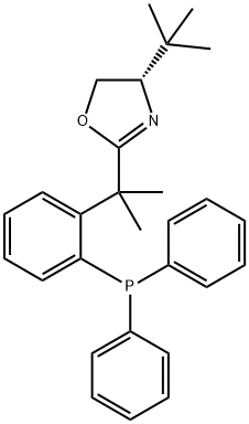 Oxazole, 4-(1,1-dimethylethyl)-2-[1-[2-(diphenylphosphino)phenyl]-1-methylethyl]-4,5-dihydro-, (4S)- Struktur