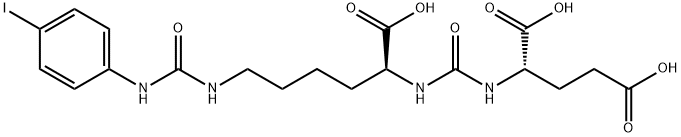 L-Glutamic acid, N-[[[(1S)-1-carboxy-5-[[[(4-iodophenyl)amino]carbonyl]amino]pentyl]amino]carbonyl]- Struktur