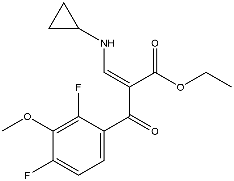 Benzenepropanoic acid, α-[(cyclopropylamino)methylene]-2,4-difluoro-3-methoxy-β-oxo-, ethyl ester, (αZ)- Struktur