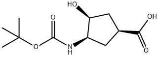 Cyclopentanecarboxylic acid, 3-[[(1,1-dimethylethoxy)carbonyl]amino]-4-hydroxy-, (1S,3R,4S)- Struktur