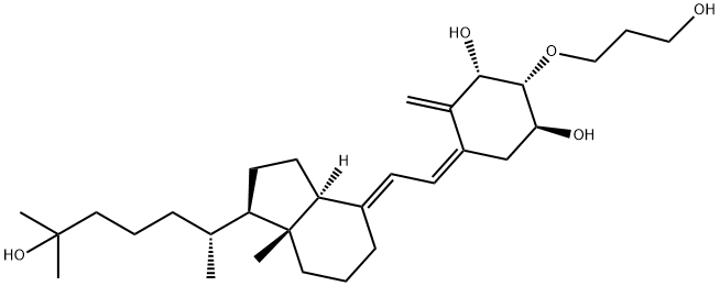 1,3-Cyclohexanediol, 2-(3-hydroxypropoxy)-4-methylene-5-[(2E)-2-[(1R,3aS,7aR)-octahydro-1-[(1R)-5-hydroxy-1,5-dimethylhexyl]-7a-methyl-4H-inden-4-ylidene]ethylidene]-, (1S,2R,3S,5Z)- Struktur