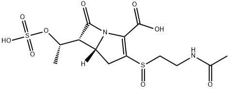 1-Azabicyclo[3.2.0]hept-2-ene-2-carboxylic acid, 3-[[2-(acetylamino)ethyl]sulfinyl]-7-oxo-6-[(1S)-1-(sulfooxy)ethyl]-, (5R,6R)- Structure