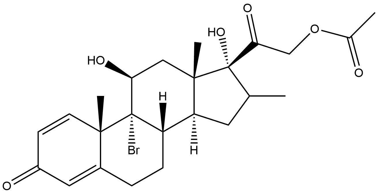 21-Acetoxy-9α-Bromo-11β,17α-dihydroxy-16β-methyl-pregna-1.4-dien-3.20-dion Struktur