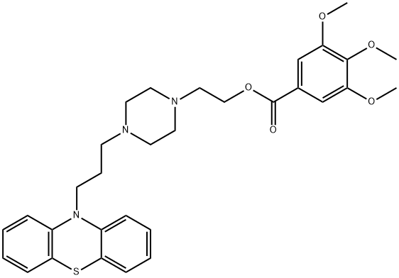 Benzoic acid, 3,4,5-trimethoxy-, 2-[4-[3-(10H-phenothiazin-10-yl)propyl]-1-piperazinyl]ethyl ester Struktur