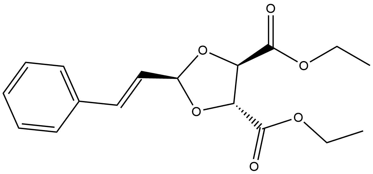 1,3-Dioxolane-4,5-dicarboxylic acid, 2-(2-phenylethenyl)-, diethyl ester, [4R-[2α(E),4α,5β]]- (9CI) Struktur