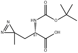 3H-Diazirine-3-propanoic acid, α-[[(1,1-dimethylethoxy)carbonyl]amino]-3-methyl-, (αS)- Struktur