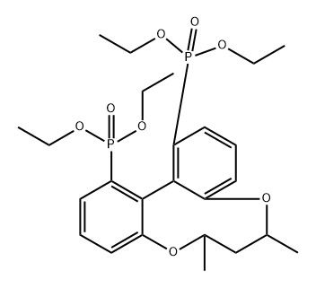 Phosphonic acid, P,P'-[(6R,8R,13aS)-7,8-dihydro-6,8-dimethyl-6H-dibenzo[f,h][1,5]dioxonin-1,13-diyl]bis-, P,P,P',P'-tetraethyl ester Struktur