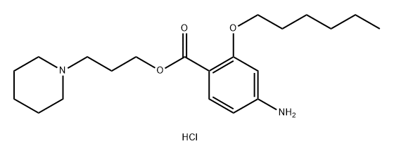 Benzoic acid,4-amino-2-(hexyloxy)-, 3-(1-piperidinyl)propyl ester, hydrochloride (1:1) Struktur