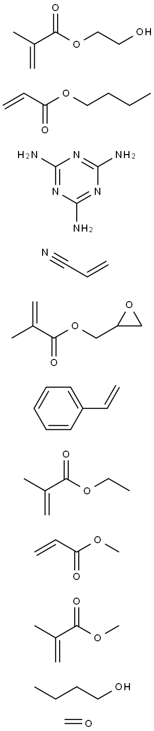 2-Propenoic acid, 2-methyl-, ethyl ester, polymer with butyl 2-propenoate, ethenylbenzene, formaldehyde, 2-hydroxyethyl 2-methyl-2-propenoate, methyl 2-methyl-2-propenoate, methyl 2-propenoate, oxiranylmethyl 2-methyl-2-propenoate, 2-propenenitrile and 1, Struktur