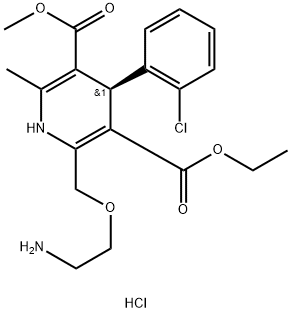 3,5-Pyridinedicarboxylic acid, 2-[(2-aminoethoxy)methyl]-4-(2-chlorophenyl)-1,4-dihydro-6-methyl-, 3-ethyl 5-methyl ester, hydrochloride (1:1), (4R)- Struktur