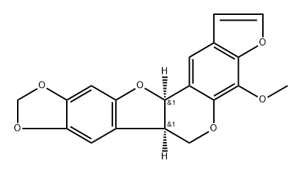 [6aR,12aR,(-)]-6aα,12aα-Dihydro-4-methoxy-6H-[1,3]dioxolo[5,6]benzofuro[3,2-c]furo[3,2-g][1]benzopyran Struktur