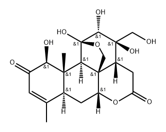 Picras-3-ene-2,16-dione, 11,20-epoxy-1,11,12,13,21-pentahydroxy-, (1β,11β,12α)- (9CI) Struktur