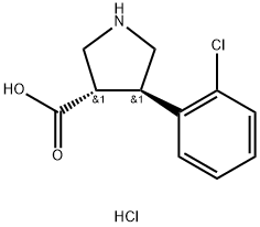 3-Pyrrolidinecarboxylic acid, 4-(2-chlorophenyl)-, hydrochloride (1:1), (3S,4R)- Struktur