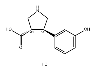 3-Pyrrolidinecarboxylic acid, 4-(3-hydroxyphenyl)-, hydrochloride (1:1), (3S,4R)- Struktur