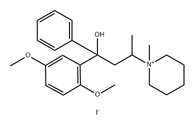 Piperidinium, 1-[3-(2,5-dimethoxyphenyl)-3-hydroxy-1-methyl-3-phenylpropyl]-1-methyl-, iodide (1:1) Struktur