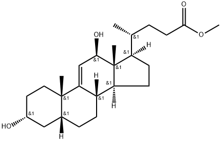 Chol-9(11)-en-24-oic acid, 3,12-dihydroxy-, methyl ester, (3α,5β,12β)- (9CI) Struktur