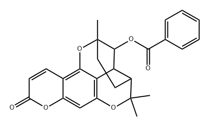 2,12-Epoxy-2H,9H-[2]benzopyrano[4,3-g][1]benzopyran-9-one, 1-(benzoyloxy)-1,3,4,4a,5,12b-hexahydro-2,5,5-trimethyl-, [1S-(1α,2α,4aβ,12bβ)]- (9CI) Struktur