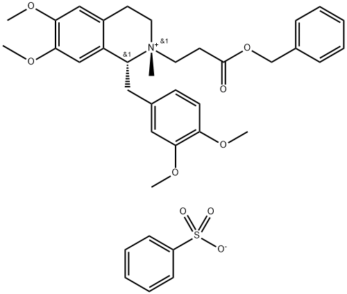 Isoquinolinium, 1-[(3,4-dimethoxyphenyl)methyl]-1,2,3,4-tetrahydro-6,7-dimethoxy-2-methyl-2-[3-oxo-3-(phenylmethoxy)propyl]-, (1R,2R)-, benzenesulfonate (1:1)