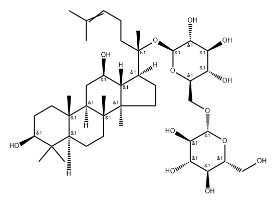 β-D-Glucopyranoside, (3β,12β)-3,12-dihydroxydammar-24-en-20-yl 6-O-β-D-glucopyranosyl- Struktur