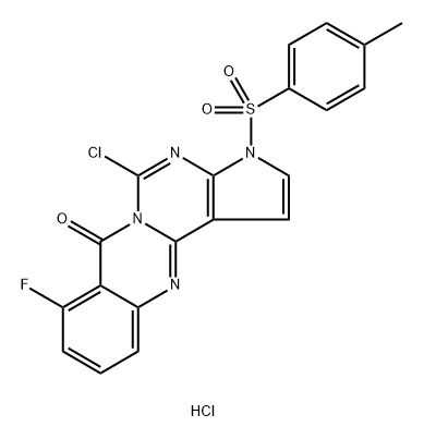 Pyrrolo[2',3':4,5]pyrimido[6,1-b]quinazolin-7(3H)-one, 5-chloro-8-fluoro-3-[(4-methylphenyl)sulfonyl]-, hydrochloride (1:1) Struktur