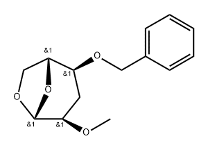 .beta.-D-ribo-Hexopyranose, 1,6-anhydro-3-deoxy-2-O-methyl-4-O-(phenylmethyl)- Struktur