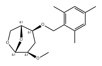 .beta.-D-ribo-Hexopyranose, 1,6-anhydro-3-deoxy-2-O-methyl-4-O-(2,4,6-trimethylphenyl)methyl- Struktur