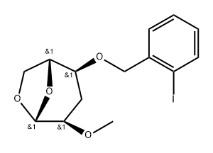 .beta.-D-ribo-Hexopyranose, 1,6-anhydro-3-deoxy-4-O-(2-iodophenyl)methyl-2-O-methyl- Struktur