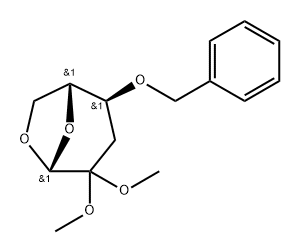 .beta.-D-erythro-Hexopyranos-2-ulose, 1,6-anhydro-3-deoxy-4-O-(phenylmethyl)-, dimethyl acetal Struktur