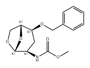 .beta.-D-ribo-Hexopyranose, 1,6-anhydro-2,3-dideoxy-2-(methoxycarbonyl)amino-4-O-(phenylmethyl)- Struktur