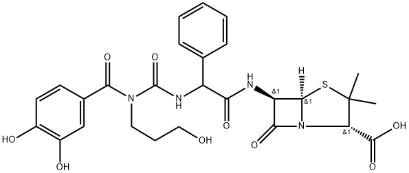 (2S,5R,6R)-6α-[[[[[(3,4-Dihydroxybenzoyl)(3-hydroxypropyl)amino]carbonyl]amino](phenyl)acetyl]amino]-3,3-dimethyl-7-oxo-4-thia-1-azabicyclo[3.2.0]heptane-2β-carboxylic acid Struktur