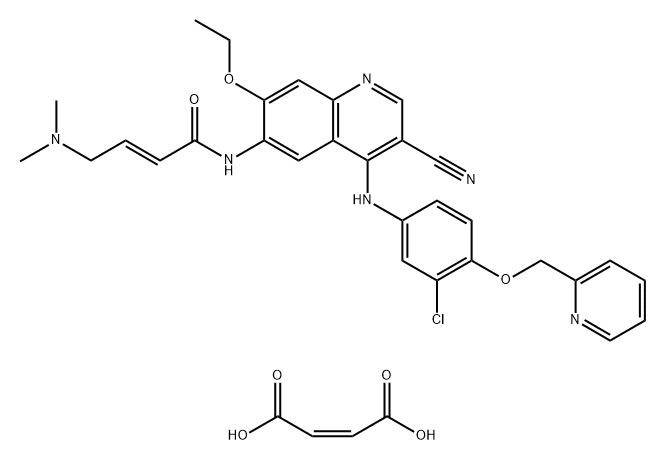 2-Butenamide,?N-[4-[[3-chloro-4-(2-pyridinylmethoxy)phenyl]amino]-3-cyano-7-ethoxy-6-quinolinyl]-4-(dimethylamino)-, (2E)-, (2Z)-2-butenedioate, hydrate (1:1:1) Struktur