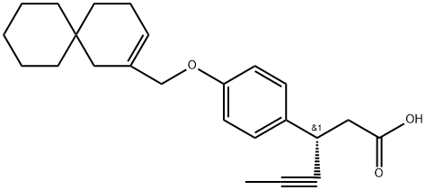 Benzenepropanoic acid, β-1-propyn-1-yl-4-(spiro[5.5]undec-2-en-2-ylmethoxy)-, (βS)- Struktur