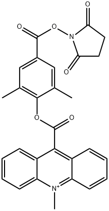 Acridinium, 9-[[4-[[(2,5-dioxo-1-pyrrolidinyl)oxy]carbonyl]-2,6-dimethylphenoxy]carbonyl]-10-methyl- Struktur