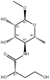 methyl 4,6-dideoxy-4-(3-deoxyglycerotetronamido)mannopyranoside Struktur