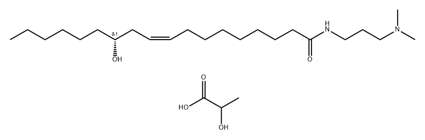 Propanoic acid, 2-hydroxy-, compd. with R-(Z)-N-3-(dimethylamino)propyl-12-hydroxy-9-octadecenamide (1:1) Struktur