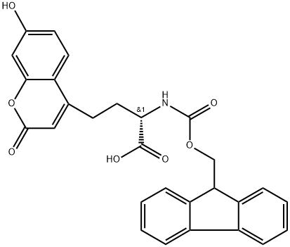 FMoc-(7-hydroxycouMarin-4-yl)-ethyl-Gly-OH, FMoc-(uMbellifer-4-yl)-ethyl-Gly-OH Struktur